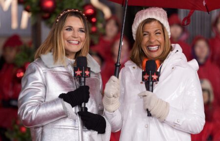 Savannah Guthrie and Hoda Kotb hosting NBC's Macy's Thanksgiving Day Parade, November 28, 2025.
