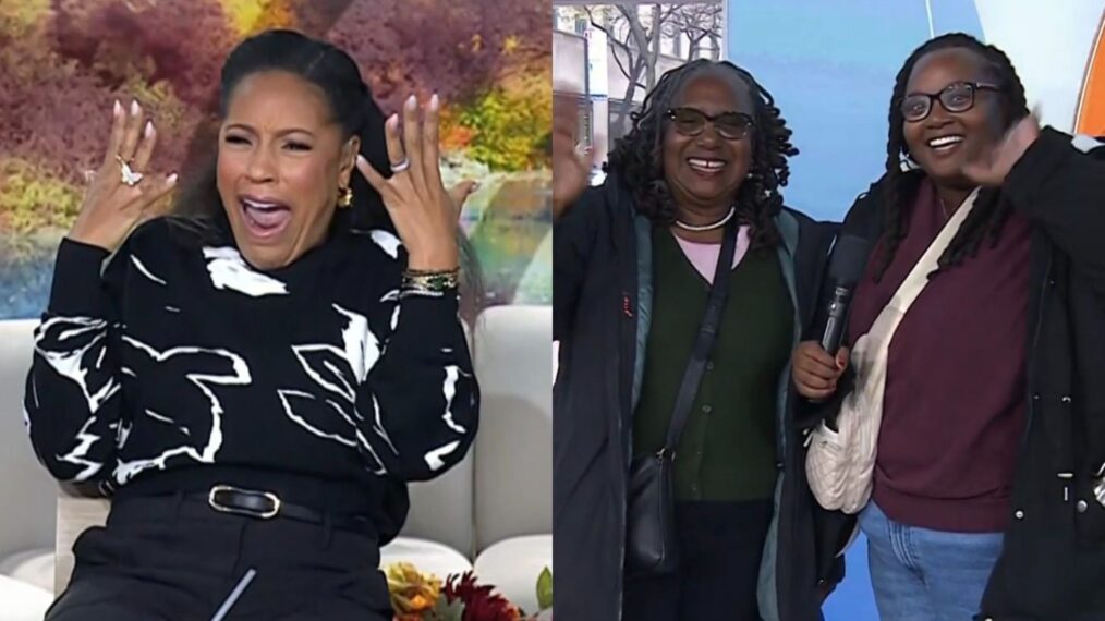 Sheinelle Jones surprised by old friends Ms. Barbara Turner and daughter Kennedy on third hour of 'Today,' NBC, November 25, 2025.