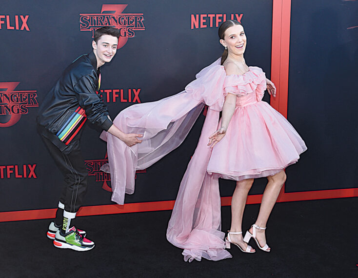 Stranger Than Fiction British actress Millie Bobby Brown and US actor Noah Schnapp attend Netflix's 