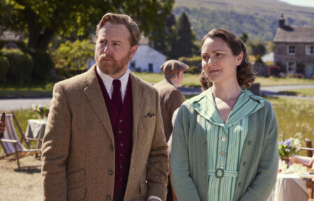 Siegfried Farnon (Samuel West), Mrs. Hall (Anna Madeley) in 'All Creatures Great and Small' Season 6