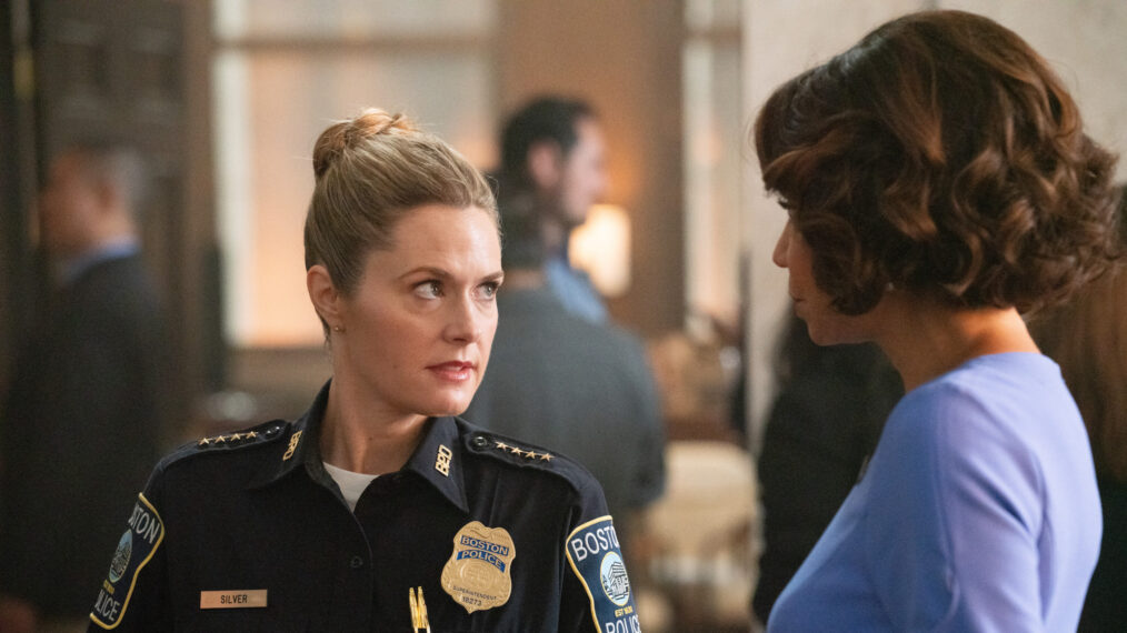 Maggie Lawson as Sarah Silver and Gloria Reuben as Mae Silver in 'Boston Blue' Season 1 Episode 6, 'Code of Ethics'