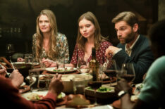 Maggie Lawson as Sarah Silver, Matia Jackett as Phoebe Yates, and Mike Vogel as Seth in 'Boston Blue' Season 1