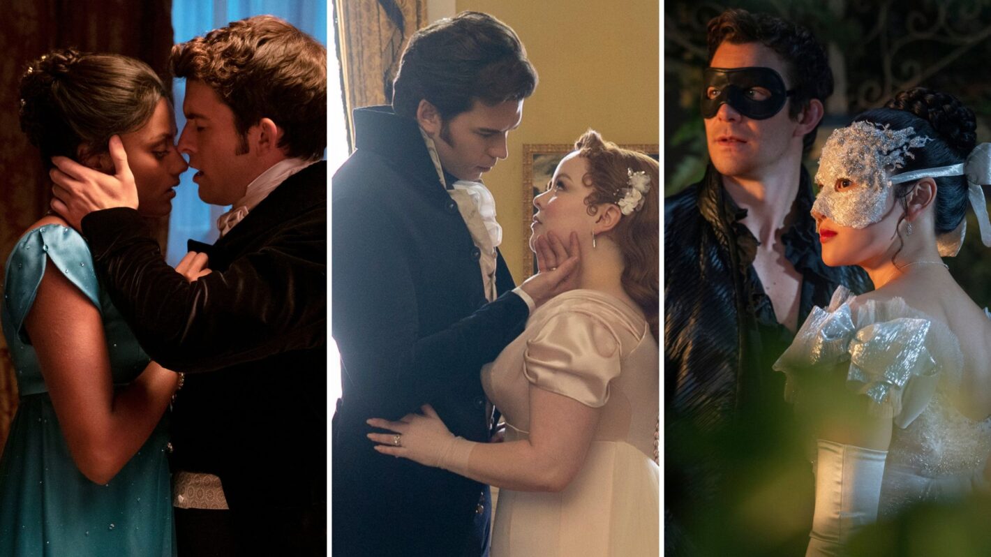 Simone Ashley and Jonathan Bailey, Nicola Coughlan and Luke Newton, Luke Thompson and Yerin Ha on 'Bridgerton'