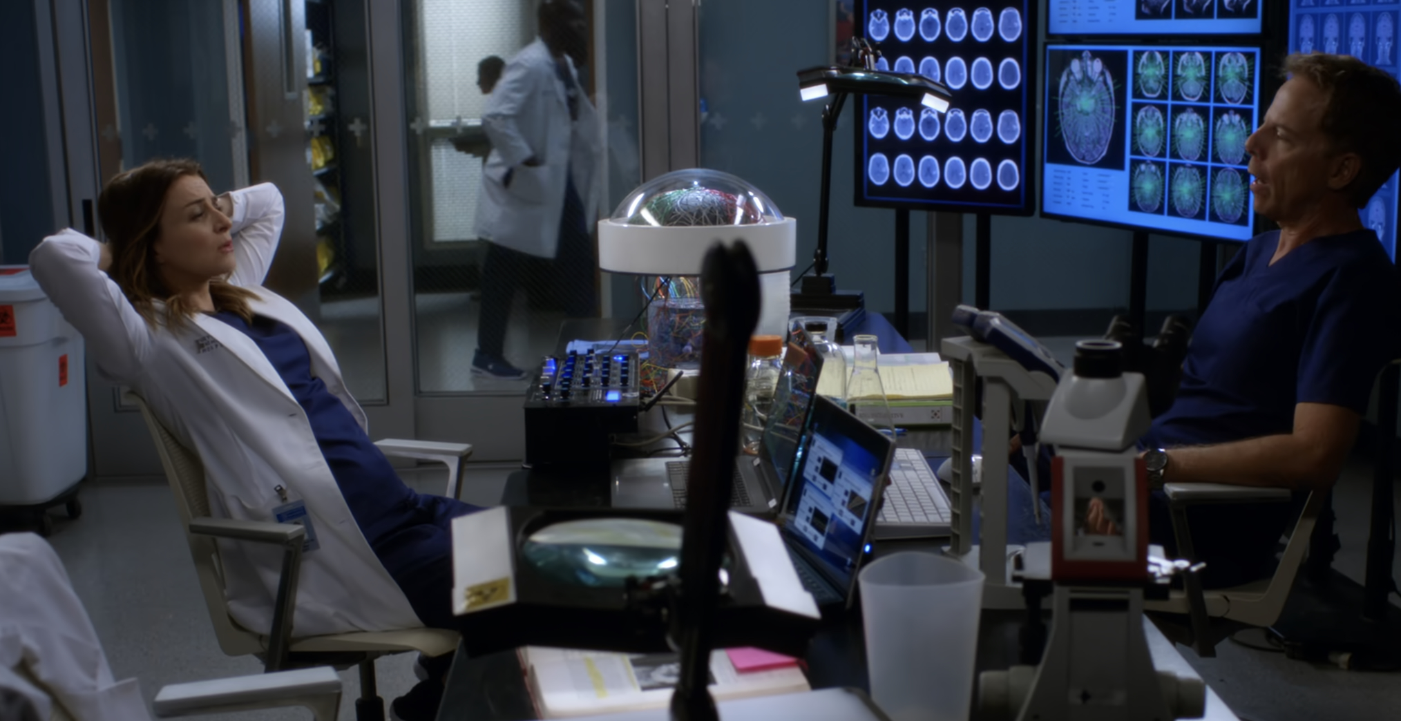 Caterina Scorsone and Greg Germann on 'Grey's Anatomy'