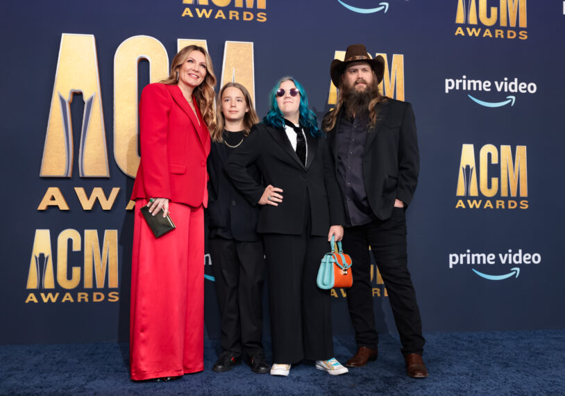 Morgane Stapleton, Ada Stapleton, Wayland Stapleton, and Chris Stapleton attend the 57th Academy of Country Music Awards at Allegiant Stadium on March 07, 2022 in Las Vegas, Nevada