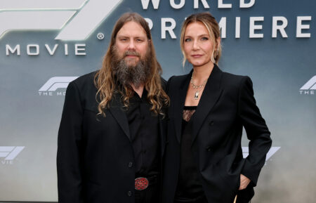 Chris Stapleton and Morgane Stapleton attend the World Premiere of F1® The Movie in Times Square on June 16, 2025 in New York City