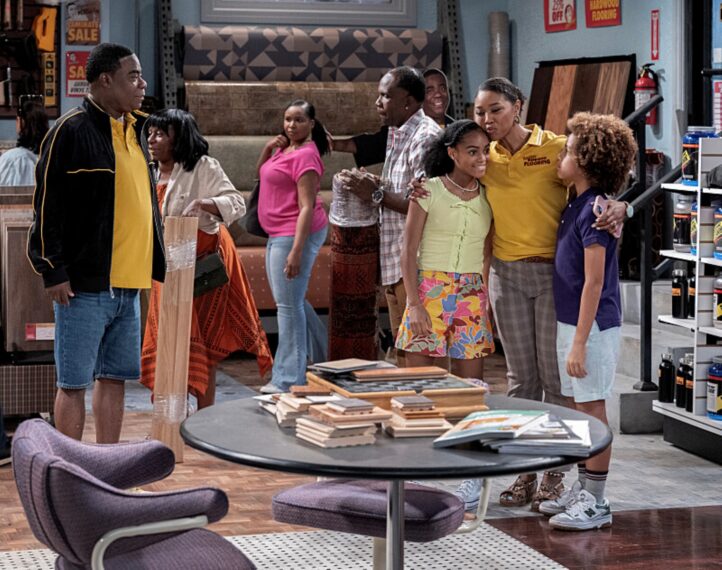 L-R: Tracy Morgan as Francois “Frank” Crutchfield, Braxton Paul as Lisa, Adrianna Mitchell as Jamilah, and Finn Maloney as Mase in Crutch, episode 5,