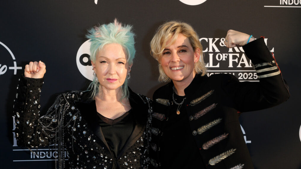 Cyndi Lauper and Brandi Carlile at the 2025 Rock and Roll Hall of Fame Induction Ceremony at Peacock Theater in Los Angeles on November 8, 2025