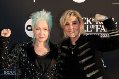 Cyndi Lauper and Brandi Carlile at the 2025 Rock and Roll Hall of Fame Induction Ceremony at Peacock Theater in Los Angeles on November 8, 2025