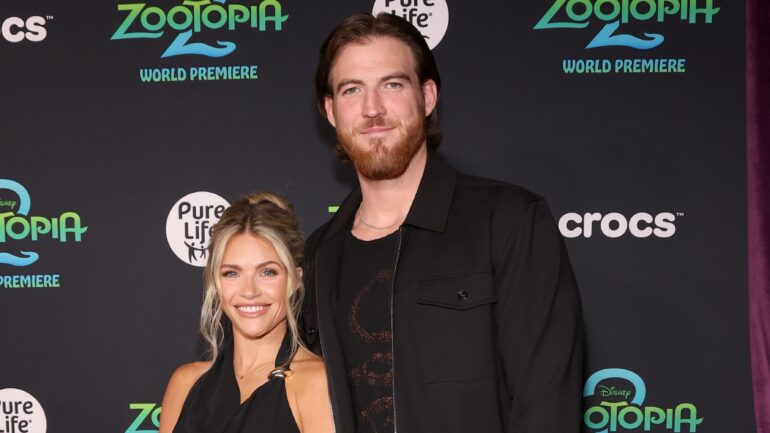 Witney Carson and Carson McAllister attend the world premiere of Zootopia 2 at El Capitan Theatre on November 13, 2025