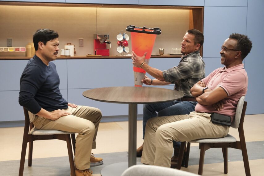 Randall Park, Tony Cavalero, and Tim Meadows in 'DMV' Season 1