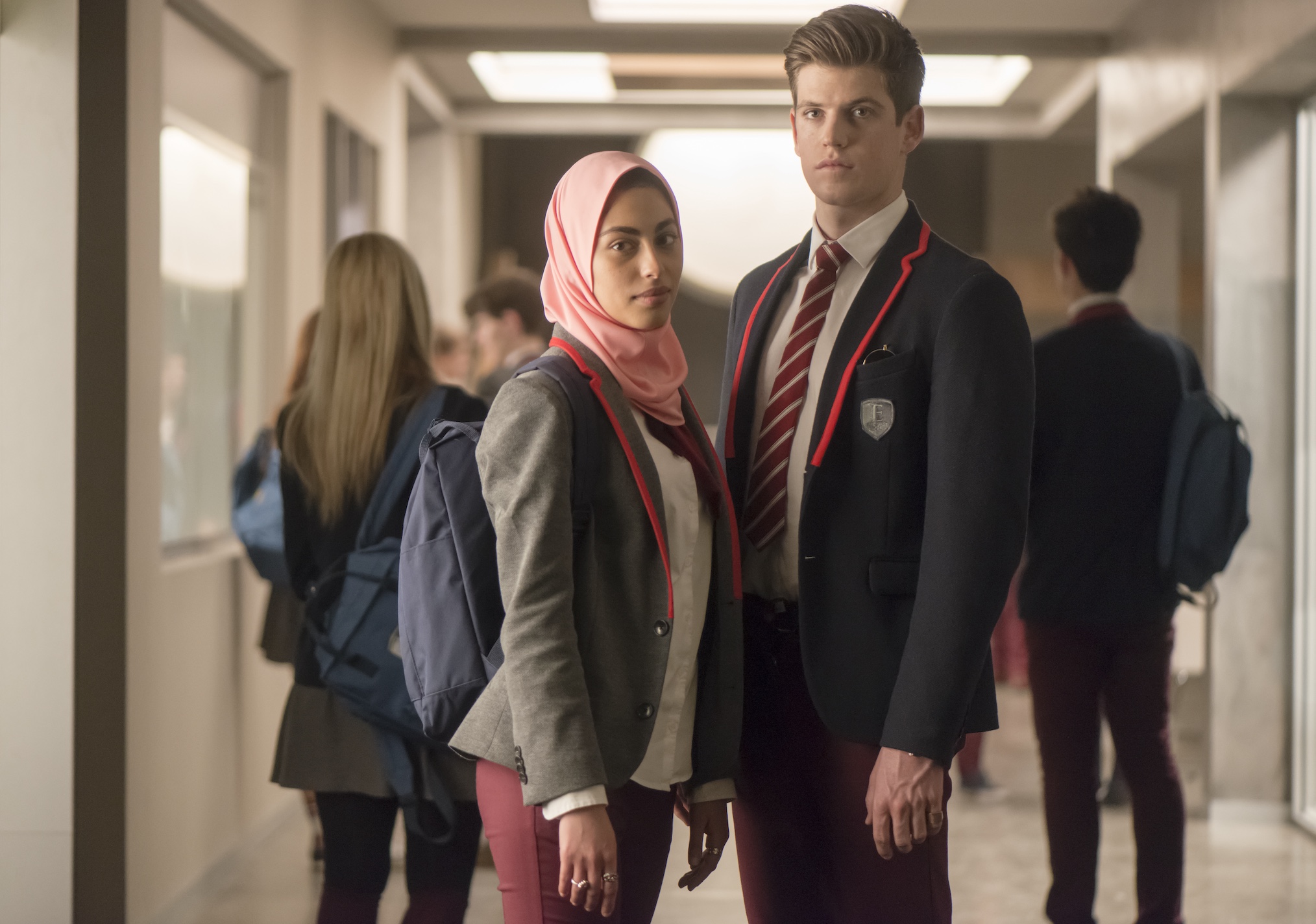 Mina El Hammani, Miguel Bernardeau in 'Elite'