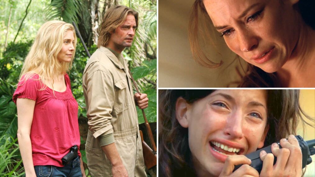 Elizabeth Mitchell as Juliet Burke, Josh Holloway as James 'Sawyer' Ford, Evangeline Lilly as Kate Austen, and Tania Raymonde as Alex Rousseau on 'Lost'