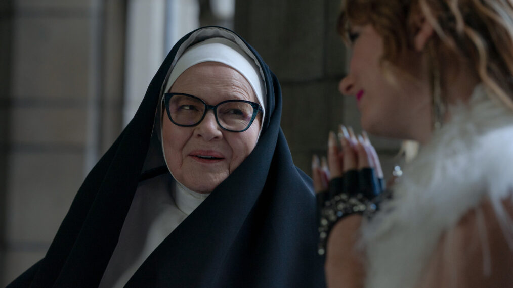 Dianne Wiest as Mother Constance and Lindsey Normington as ALAÏA JADE in 'Elsbeth' Season 3 Episode 7