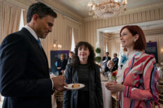 Ivan Hernandez as Alec Bloom, Sarah Steele as Marissa Gold and Carrie Preston as Elsbeth Tascioni in 'Elsbeth' Season 3 Episode 5, 'Poetic Justice'