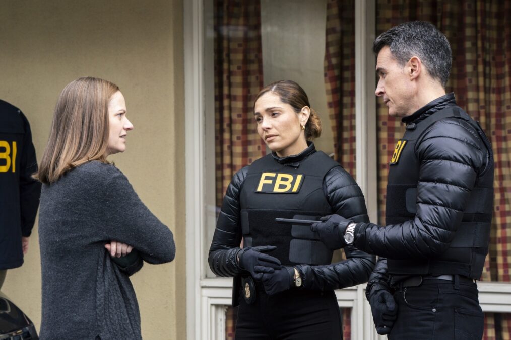Suzy Jane Hunt as Janice Stroud, Juliana Aidén Martinez as Eva Ramos, and John Boyd as Special Agent Stuart Scola — 'FBI' Season 8 Episode 9 