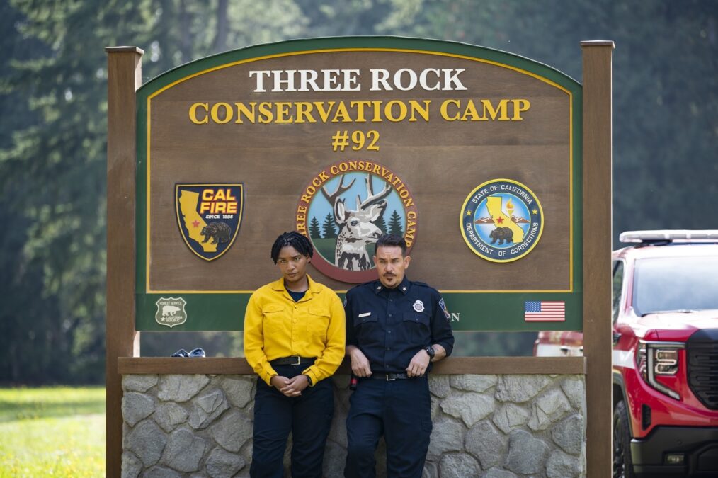 Jules Latimer as Eve Edwards and Kevin Alejandro as Manny Perez — 'Fire Country' Season 4 Episode 8 