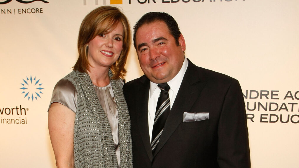 Emeril Lagasse (R) and wife Alden Lovelace arrive at the 14th annual Andre Agassi Charitable Foundation's Grand Slam for Children benefit