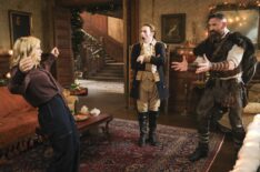 Rose McIver, Brandon Scott Jones, and Devan Chandler Long in 'Ghosts' Season 5