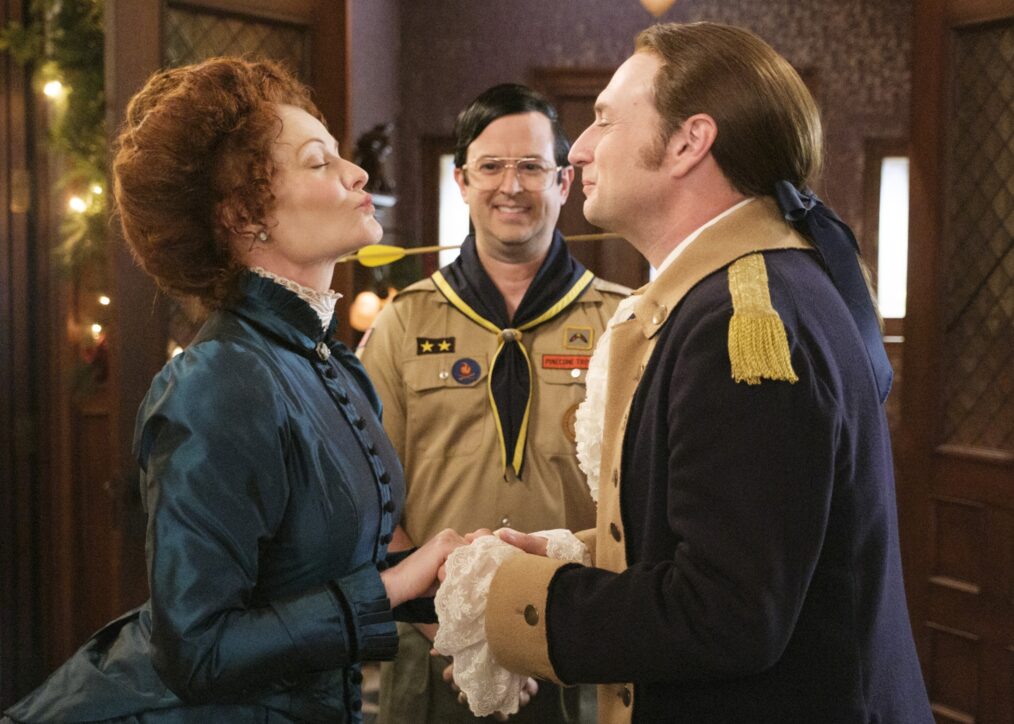 Rebecca Wisocky, Richie Moriarty, and Brandon Scott Jones in 'Ghosts' Season 5