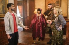 Utkarsh Ambudkar, Danielle Pinnock, Devan Chandler Long, and Rose McIver in 'Ghosts' Season 5