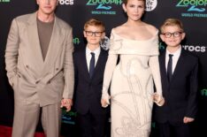 Josh Dallas, Oliver Finlay Dallas, Ginnifer Goodwin, and Hugo Wilson Dallas attend the world premiere of Zootopia 2 at El Capitan Theatre on November 13, 2025 in Los Angeles, California.