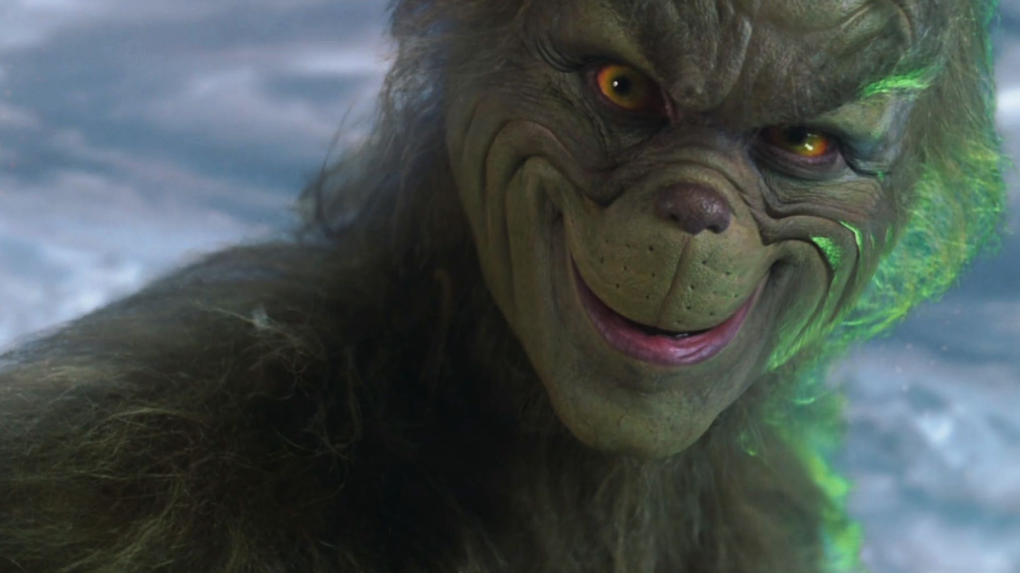 Christine Baranski and Jim Carrey in 'How the Grinch Stole Christmas'