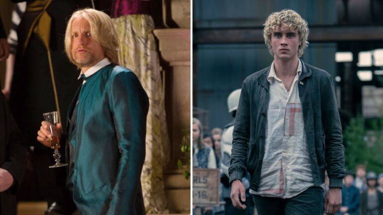 Woody Harrelson as Haymitch in 'Hunger Games: Catching Fire'; Joseph Zada as Haymitch in 'Sunrise on the Reaping'