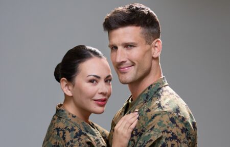 Parker Young and Janel Parrish in 'Christmas on Duty'
