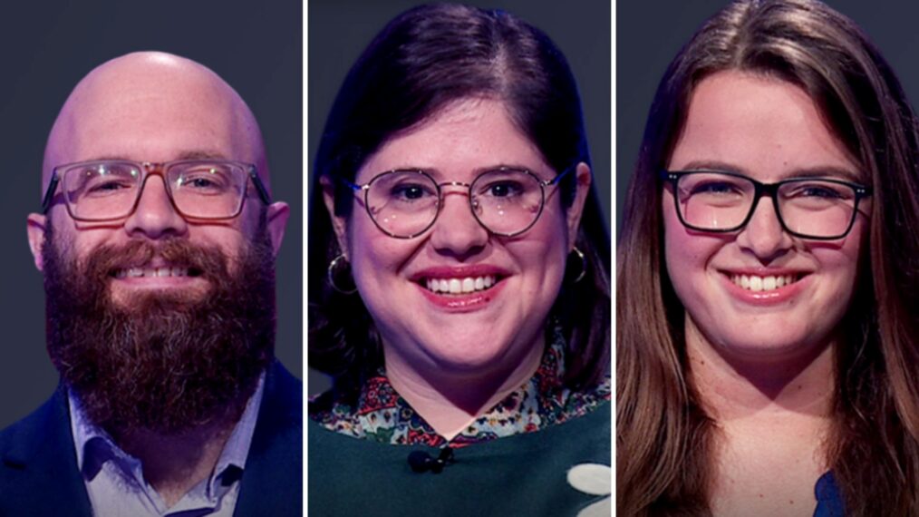 'Jeopardy!' players (from left) Matt Eisenberg, Allegra Kuney, and Morgan Connolly. on November 10, 2025