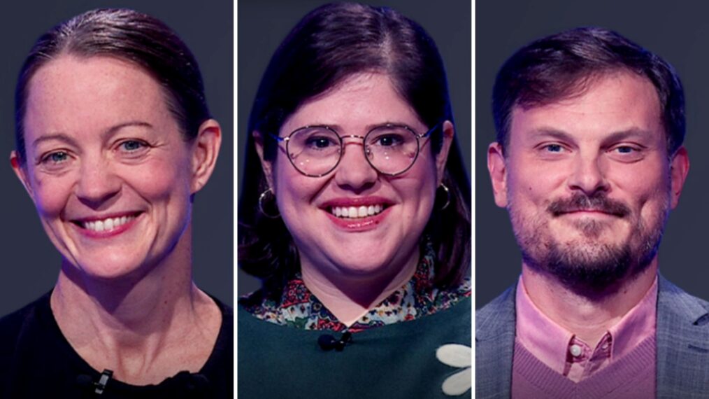 (from left) 'Jeopardy!' Season 42 contestants Molly Murray, Allegra Kuney, and Alan Pyke, on November 6, 2025