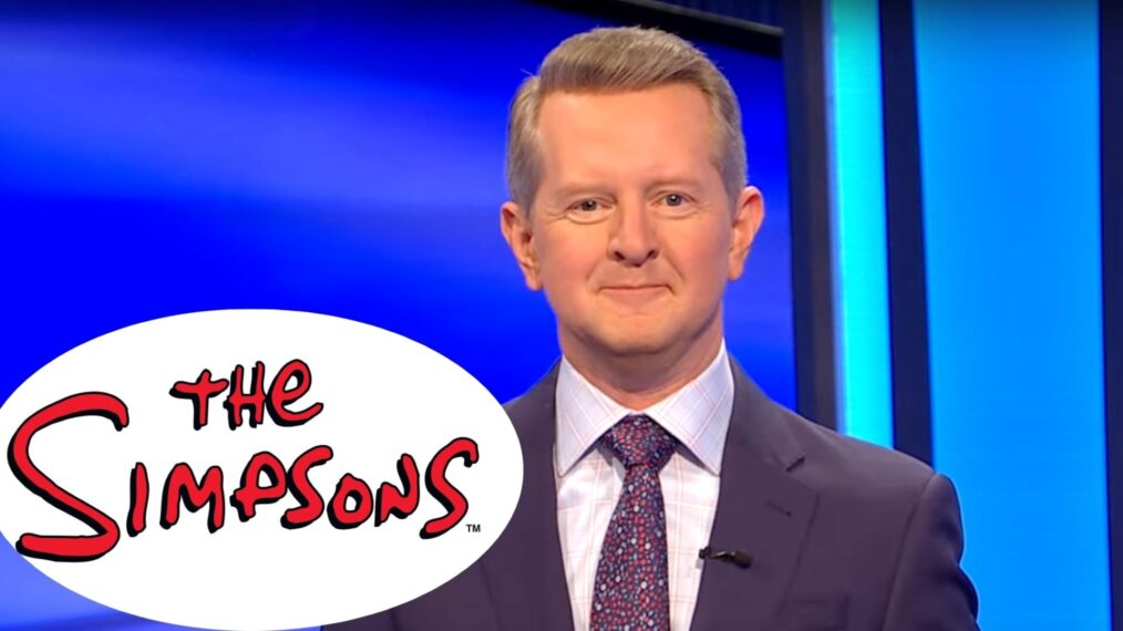 Ken Jennings on 'Jeopardy!', (inset) 'The Simpsons' logo