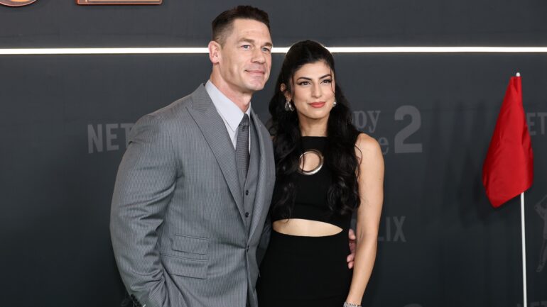 John Cena and Shay Shariatzadeh attend Netflix's "Happy Gilmore 2" New York Premiere at Jazz at Lincoln Center on July 21, 2025