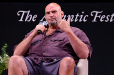 John Fetterman speaks on stage during the 'In Conversation with John Fetterman' panel