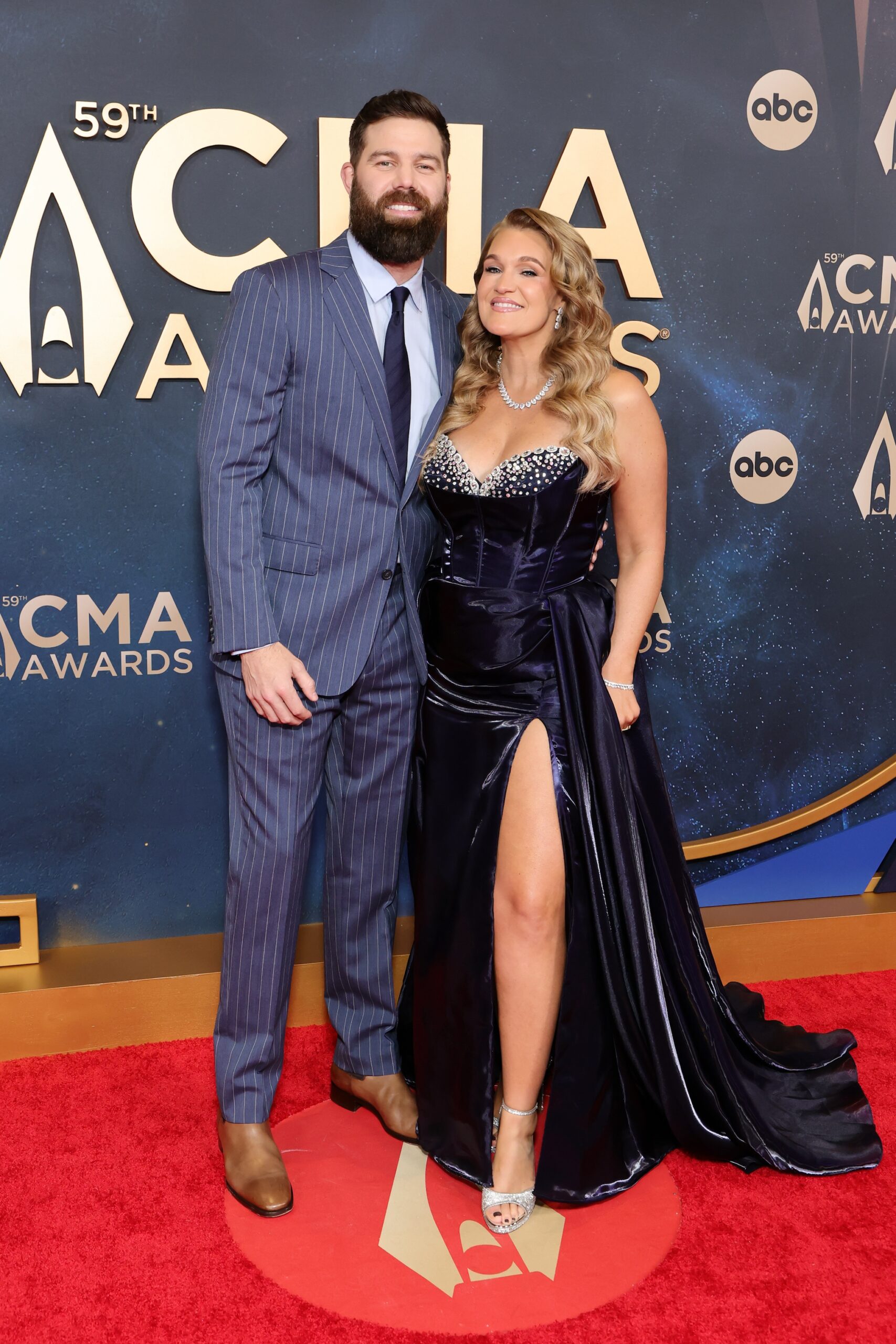 Jordan Davis and Kristen Davis attend the 59th Annual CMA Awards