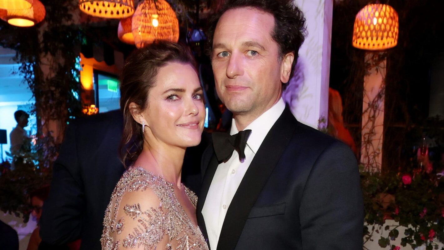 Keri Russell and Matthew Rhys attend the HBO/ HBO Max Post Emmys Reception at San Vicente Bungalows on September 19, 2021 in West Hollywood, California.