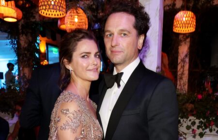 Keri Russell and Matthew Rhys attend the HBO/ HBO Max Post Emmys Reception at San Vicente Bungalows on September 19, 2021 in West Hollywood, California.
