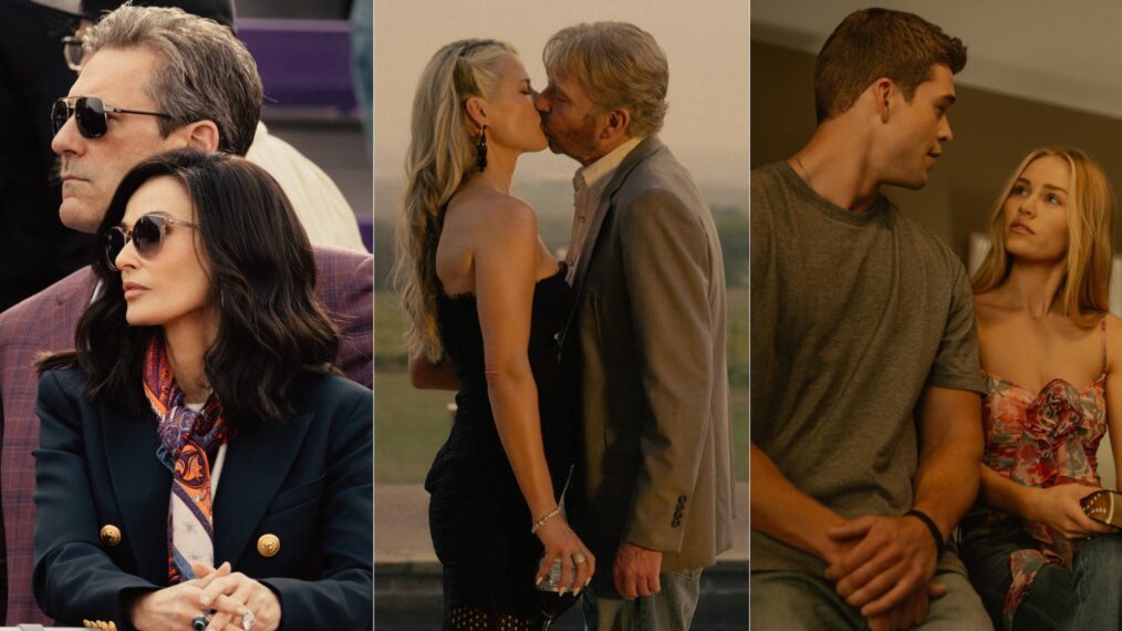 Demi Moore, Jon Hamm, Ali Larter, Billy Bob Thornton, Mitchell Slaggert, and Michelle Randolph in 'Landman' Season 1