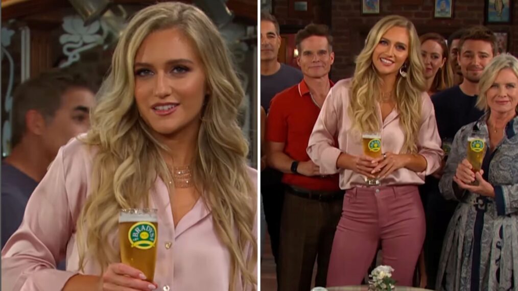 Maggie Sajak on the set of 'Days of Our Lives' to film promo for 'Wheel of Fortune'