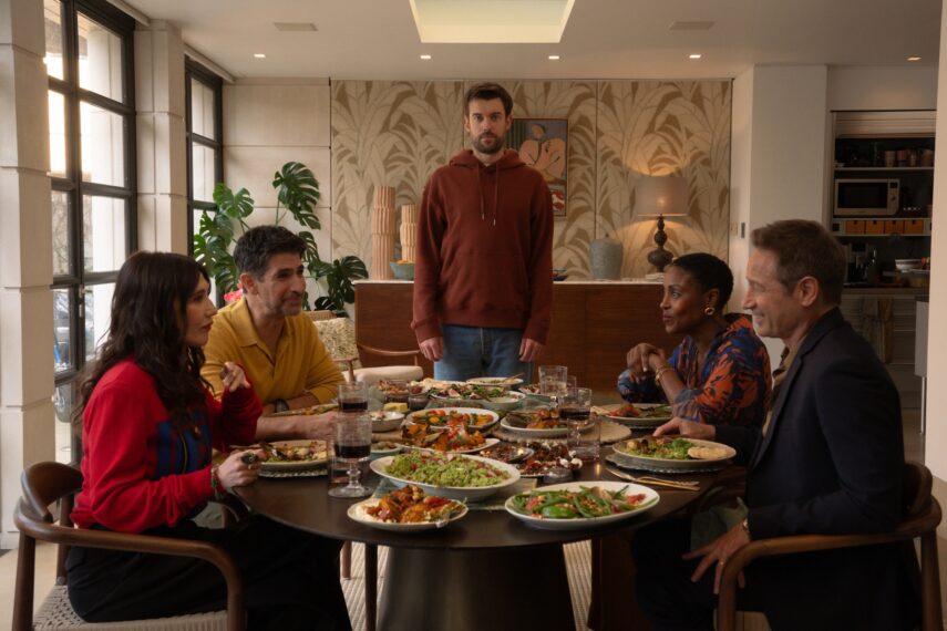 Carice van Houten as Nat, Raza Jaffrey as Damien, Jack Whitehall as Adam, Christine Adams as Jules, and David Duchovny as Jamie — 'Malice'