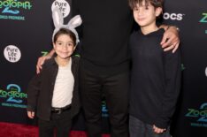 Santino Lopez, Mario Lopez, and Dominic Lopez attend the world premiere of Zootopia 2 at El Capitan Theatre on November 13, 2025 in Los Angeles, California.