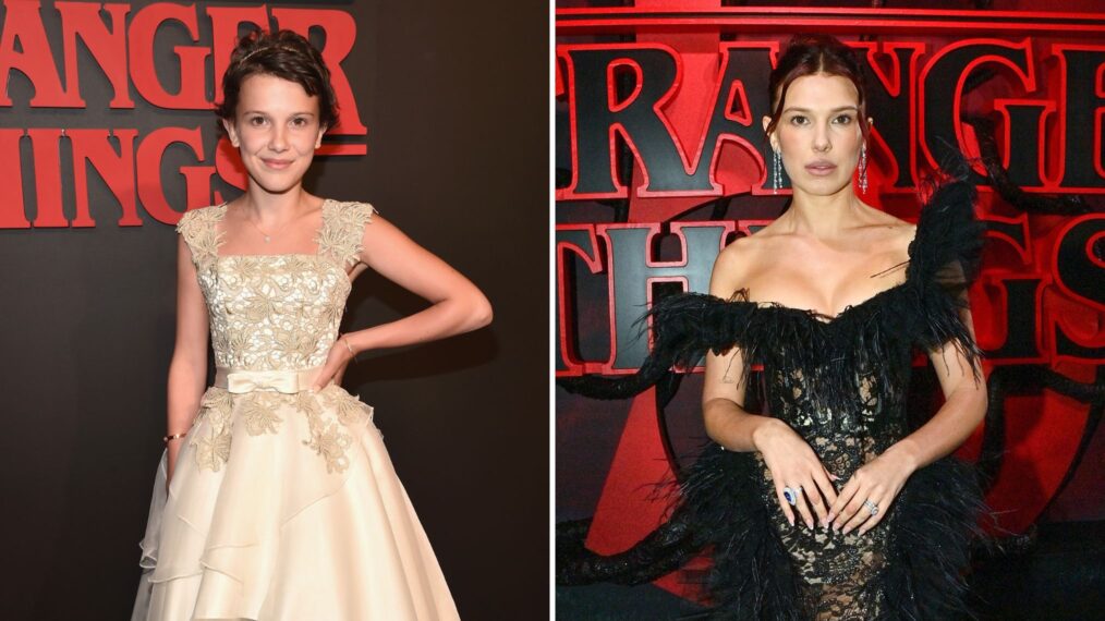 Millie Bobby Brown at 'Stranger Things' premieres 2016 and 2025