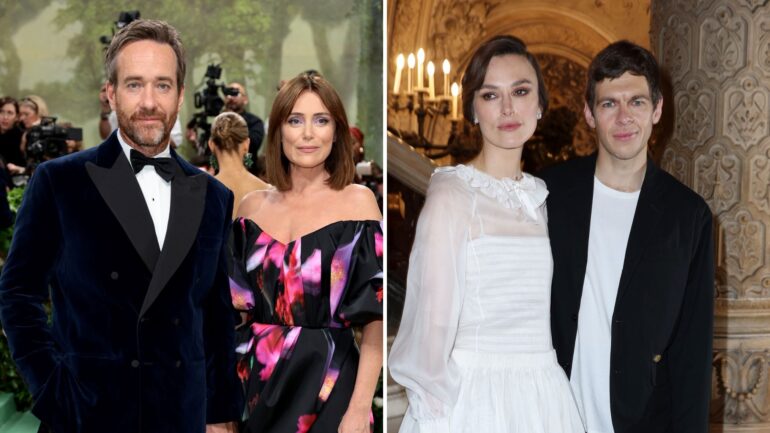 Matthew Macfadyen and Keeley Hawes attend The 2024 Met Gala Celebrating "Sleeping Beauties: Reawakening Fashion" at The Metropolitan Museum of Art on May 06, 2024 in New York City; Keira Knightley and James Righton attend the Chanel Haute Couture Fall/Winter 2024-2025 show as part of Paris Fashion Week on June 25, 2024 in Paris, France.