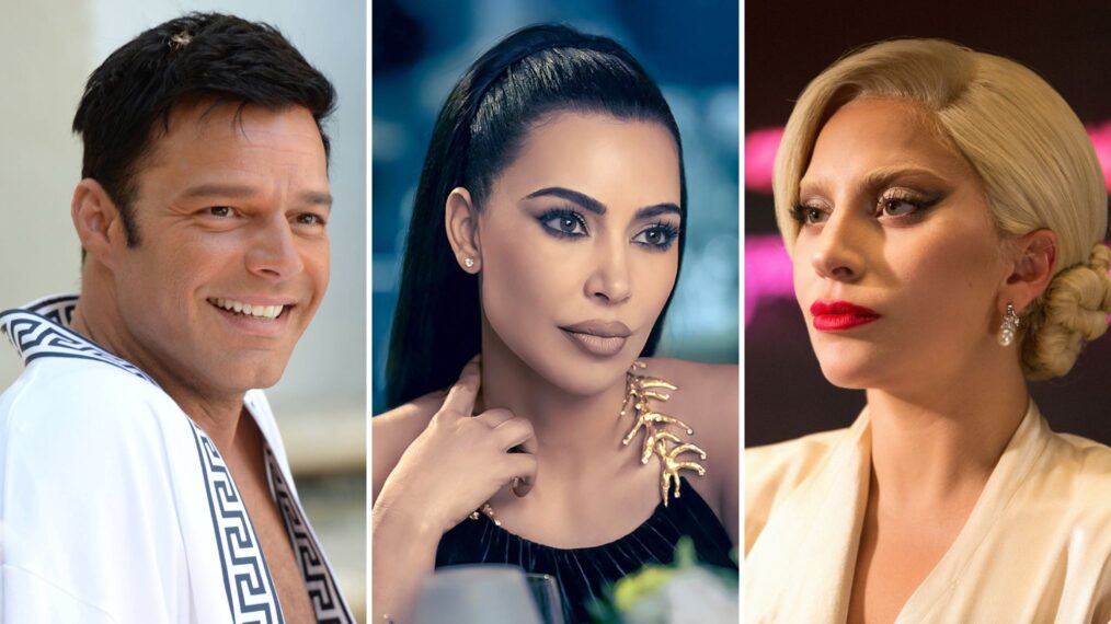 Ricky Martin as Antonio D'Amico in 'The Assassination of Gianni Versace: American Crime Story,' Kim Kardashian as Siobhan Corbyn in 'American Horror Story: Delicate,' and Lady Gaga as The Countess in 'American Horror Story: Hotel'