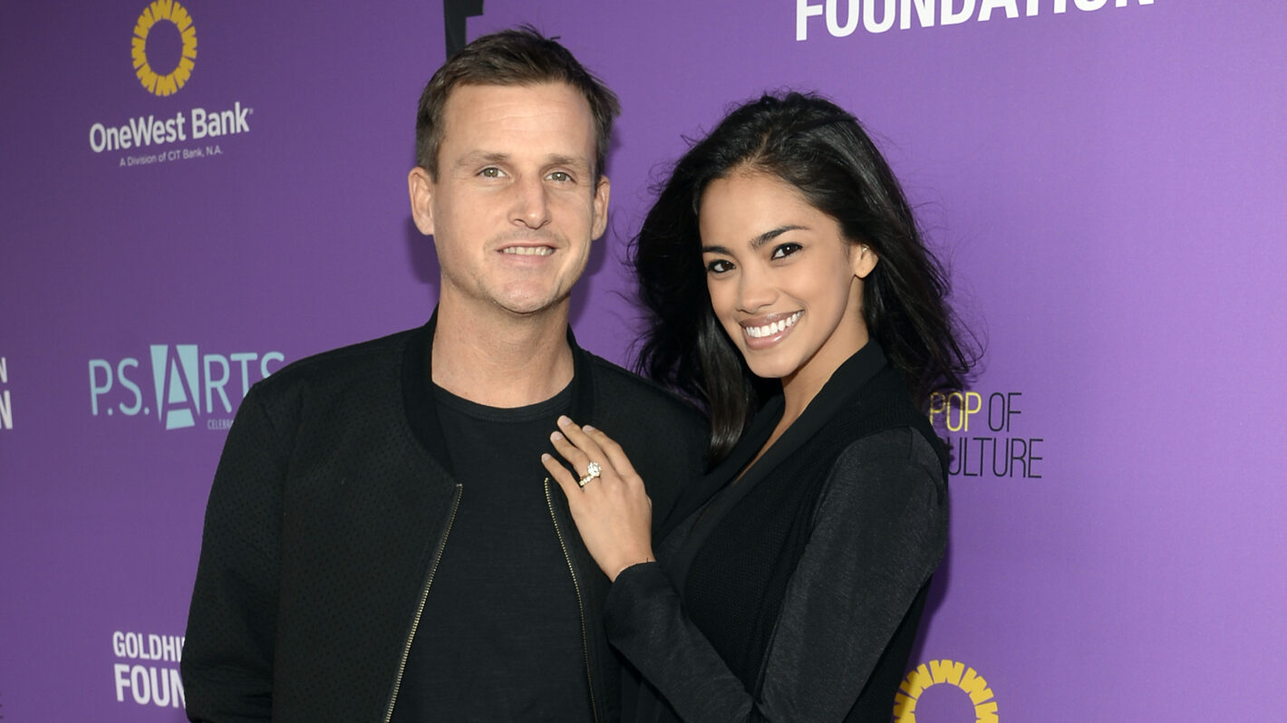 Skateboarders Rob Dyrdek (L) and Bryiana Noelle Flores attend Express Yourself 2015 to benefit P.S. ARTS, providing arts education to 25,000 public school students each week at Barker Hangar
