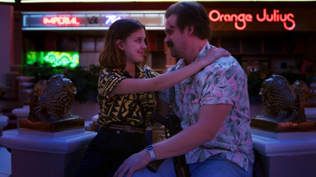 Millie Bobby Brown and David Harbour in 'Stranger Things' Season 3