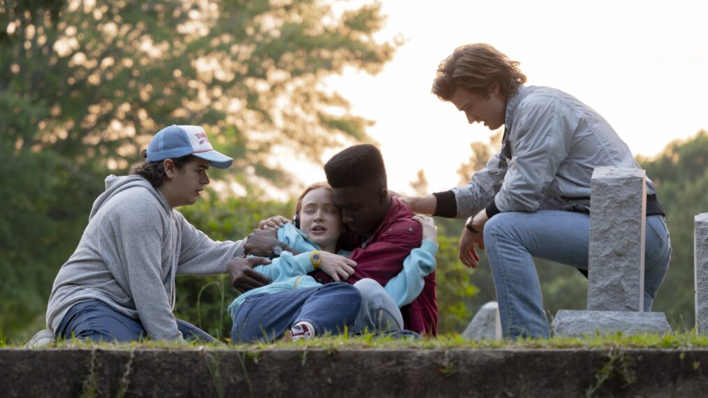 Gaten Matarazzo, Sadie Sink, Caleb McLaughlin, and Joe Keery in 'Stranger Things' Season 4