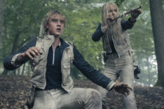 Joseph Zada as Haymitch Abernathy and McKenna Grace as Maysilee Donner in 'The Hunger Games: Sunrise on the Reaping'