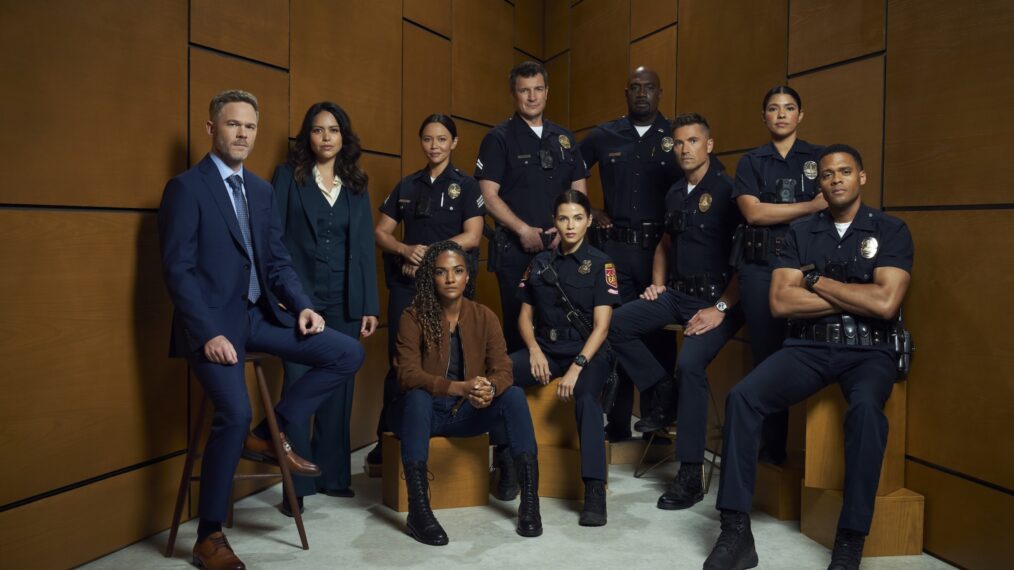 Shawn Ashmore as Wesley Evers, Alyssa Diaz as Angela Lopez, Melissa O’Neil as Lucy Chen, Mekia Cox as Nyla Harper, Nathan Fillion as John Nolan, Jenna Dewan as Bailey Nune, Richard T. Jones as Wade Grey, Eric Winter as Tim Bradford, Lisseth Chavez as Celina Juares, Deric Augustine as Miles Penn — 'The Rookie' Season 8