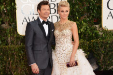 TV personality Ryan Seacrest (L) and dancer Julianne Hough arrive at the 70th Annual Golden Globe Awards